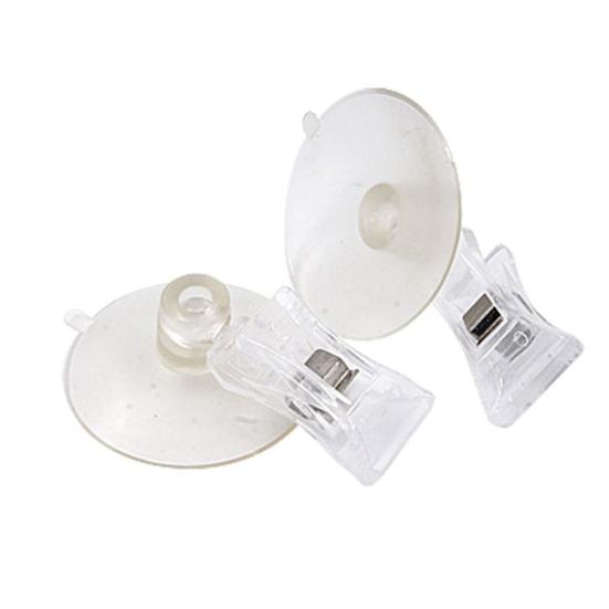 2 Pcs Clear Plastic Wall Suction Cup Clips Clamps Strong Sucker Clip Clamp