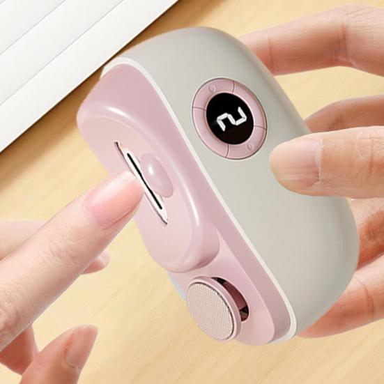 Electric Nail Clipper Polisher with LED Light 3-Speed Rechargeable 2-In-1 Automatic Fingernail File Baby Kids Adults Seniors Manicure Trimmer