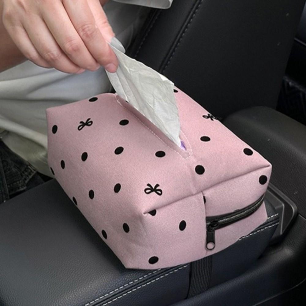 Bow Car Tissue Holder Cute Hanging Tissue Dispenser Creative Car Tissue Box Home Use