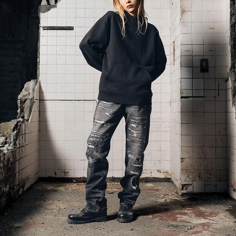 Коллаборация Levis X CLOT FW24 Дизайн с китайской пуговицей Накладной карман Повседневная куртка Куртка унисекс Черный A5354-0001