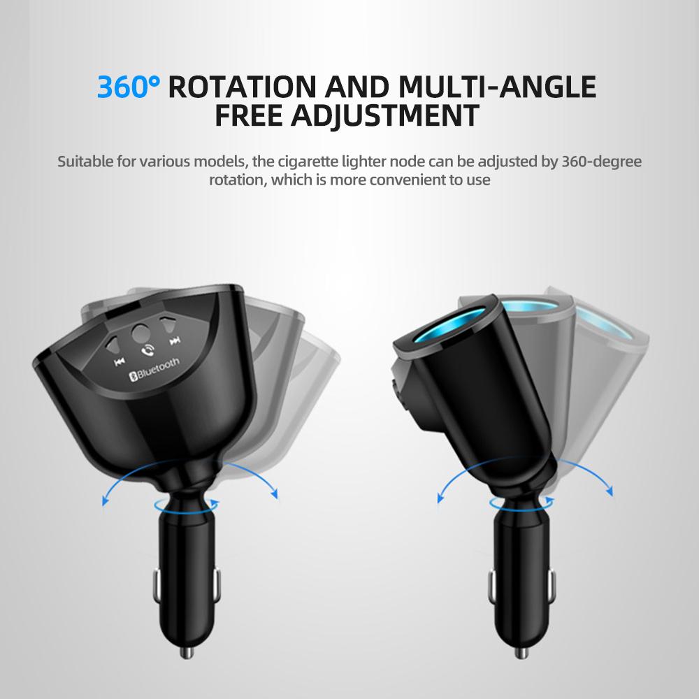 Автомобильное зарядное устройство Bluetooth FM-передатчики Прикуриватель Двойной USB QC 3.0 Разветвитель Быстрая зарядка 12 В Автоматические розетки для громкой связи