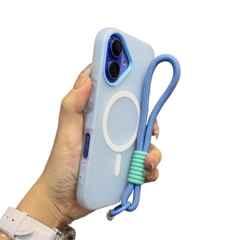 Новый 3 В 1 со шнурком Чехол для Magsafe для iPhone 17 16e 16 15 14 Plus 13 11 12 Pro Max Магнитная беспроводная зарядка Матовый чехол