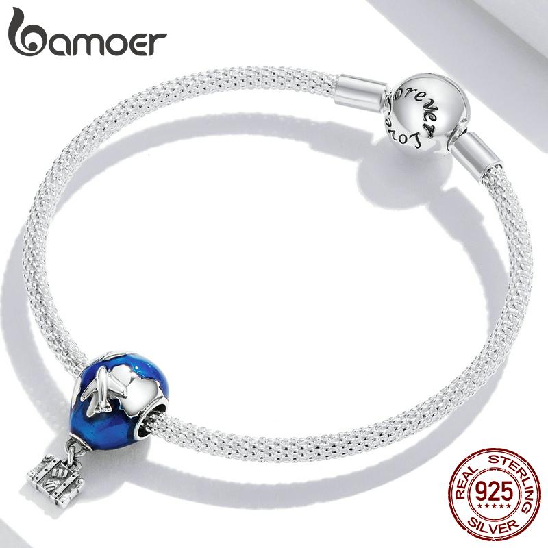 BAMOER Стерлинговое серебро 925 пробы, мини-подвеска с камерой для путешествий по всему миру для женщин, ювелирные украшения