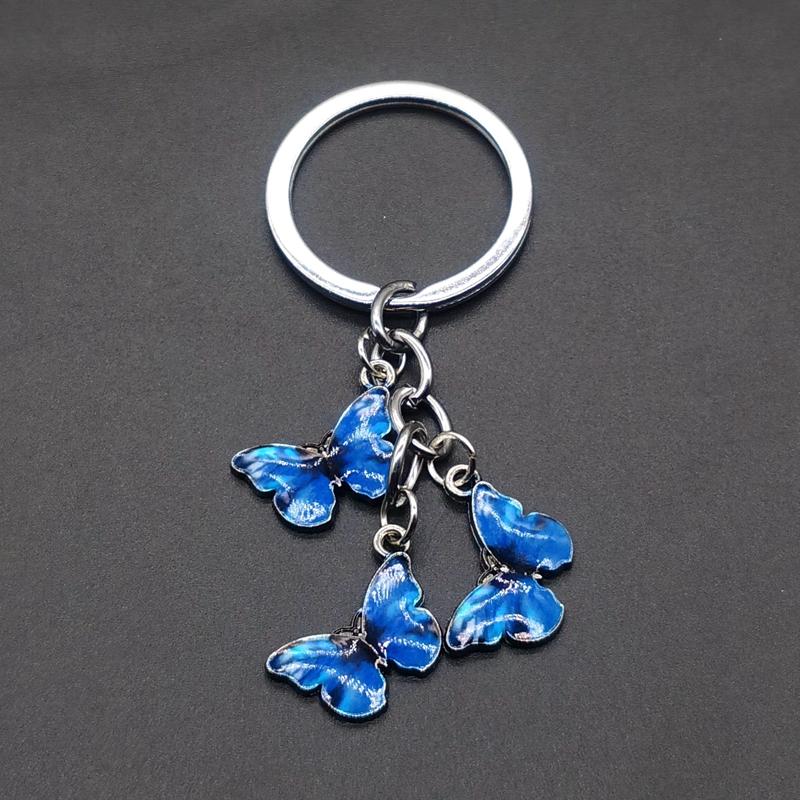 Random 5 colors New Colorful Enamel Butterfly Keychain Insects Car Key Women Bag Accessories Jewelry Gifts