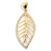 [L5305] - Gold Plated Pendant 'Gold Leaf' White Gold - 30x15 Mm
