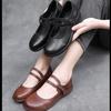 2025 Spring and Autumn New Mother Leather Shoes Women's Soft Leather Soft Sole Muffin Sole Single Shoes Women's Shoes Round Head Buckle Casual