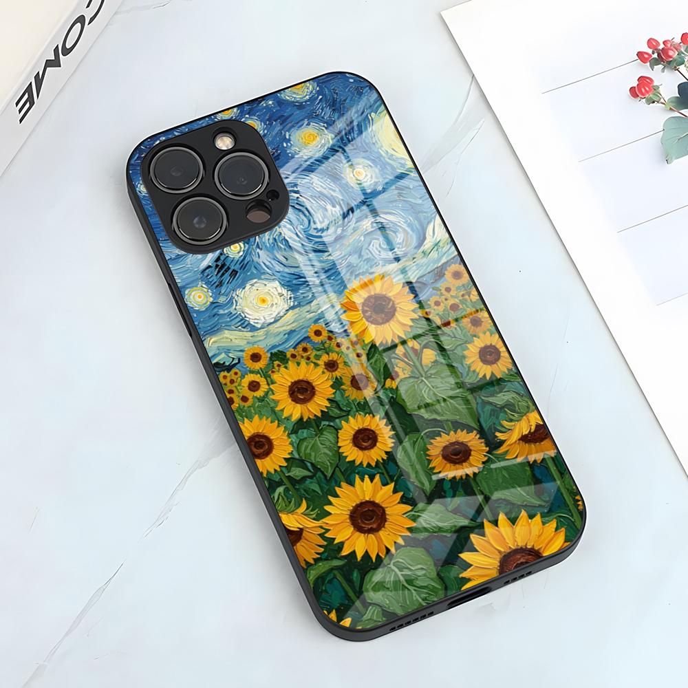 Beautiful Sunflower Phone Case For IPhone 17 Pro Max 15 Pro 16 14 Plus 12 13 Mini 11 Pro Shockproof Glass Cover