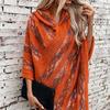 Women Pullover Sweater Hooded Batwing Half Sleeve Tassel Knitting Cape Colorful Striped Asymmetric Hem Wrap Poncho Coat