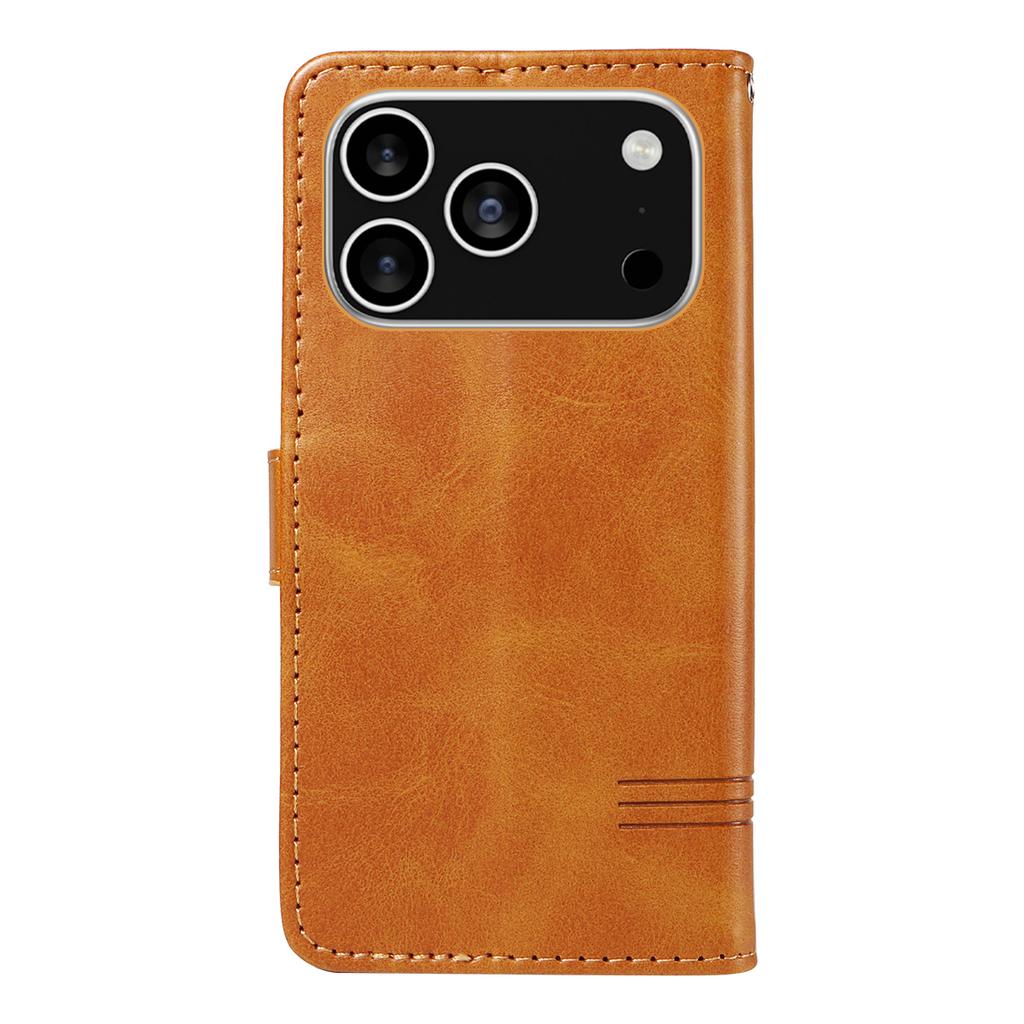 For iPhone 17 Pro Wallet Case T-Shape Lines Leather Phone Cover Stand