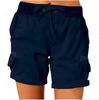 Women Shorts Cargo Pants Shorts Elastic Waist Short Pants Cotton Linen Pocket Summer Beach Solid Color Sliming Comfot Breathable