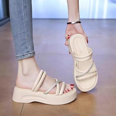 Красивая уличная обувь, толстоподошвенные крутые тапочки, женские летние новые, высококлассная юбка, шлепанцы на одной подошве, пляжная обувь