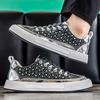 Мода Мужская Мода Тренд Повседневные Низкие Спортивные Туфли 2025 Осень Новинка Дизайн со Стразами Удобные Универсальные Слипоны Массивные кроссовки