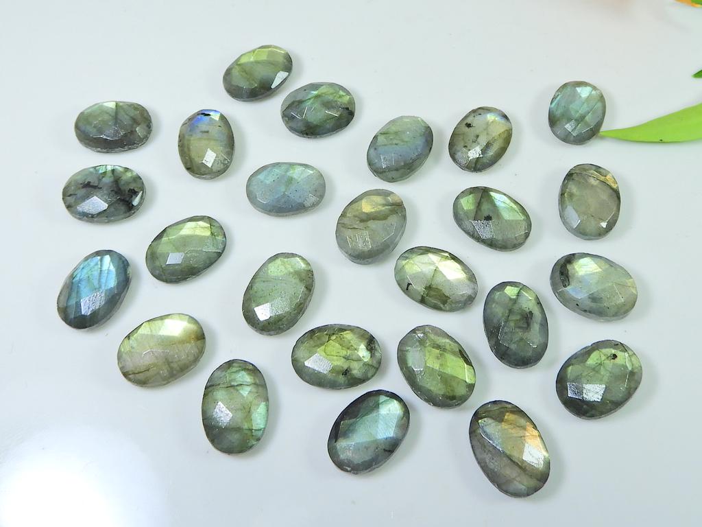 25 шт. 10X14MM натуральный лабрадорит с обеих сторон шахматной огранки овальный драгоценный камень россыпью LM-1237