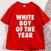 Футболка WHITE BOY OF THE YEAR Повседневная Хлопковая С Коротким Рукавом Свободная Футболка Уличный Стиль Классические Свободные Футболки Высококачественная Одежда