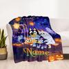 Halloween Bluey Party Personalized Name Blanket Cozy Personalized Blanket Ultra-Soft for Livingroom Seaside Living Room Chair Ideal for All Seasons