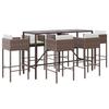 VidaXL Garden Bar Set with Cushions 7 Pcs Brown Poly Rattan, Bar Table Set, Bar Table and Chair, 3200649