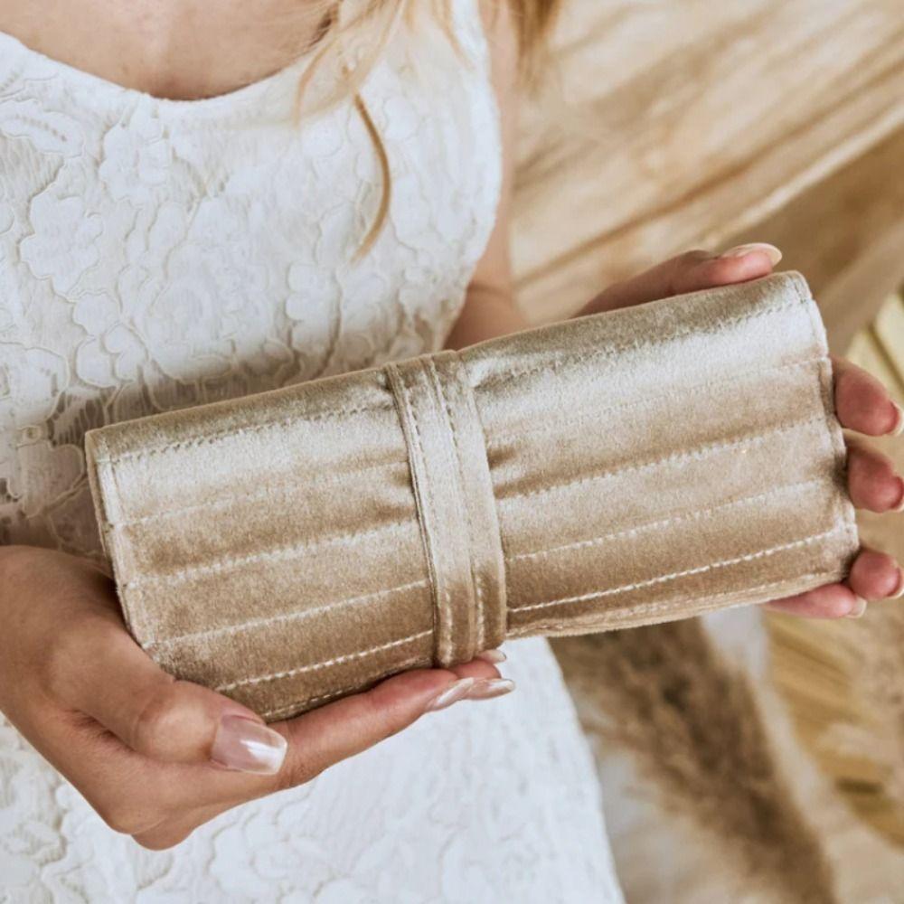 Lace Up Jewelry Storage Bag Bracelet Necklace Velvet Jewelry Holder Outdoors