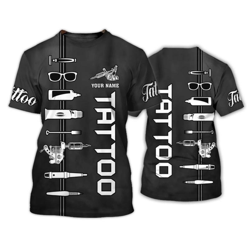 Футболка для мужчин с забавной татуировкой в ​​стиле Харадзюку, уличная одежда для отдыха, большие топы с короткими рукавами и круглым вырезом, модные трендовые футболки с принтом на заказ