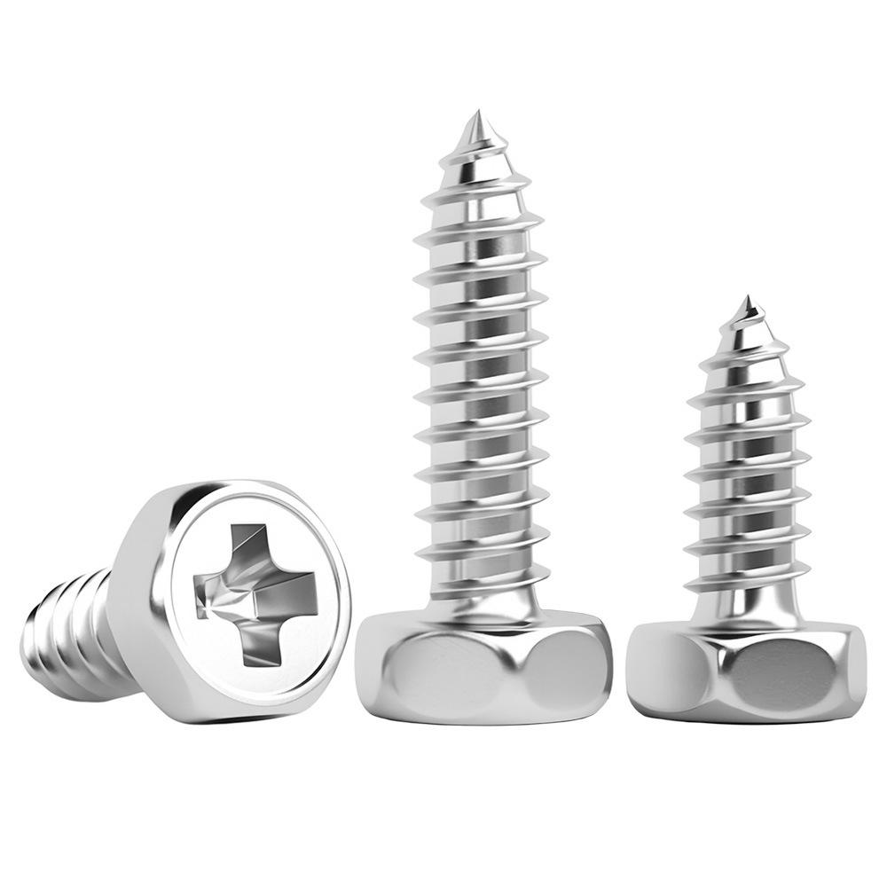 Yigu 304 Stainless Steel Phillips Recessed Hex and Slotted Self-Tapping Screws for Wood, M3-M8