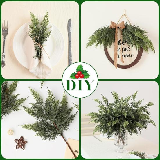 1/5Pcs Artificial Norfolk Pine Branch UV-Resistant Faux Cedar Stem Simulation Greenery Plants Fake Pine Needle Pick DIY Xmas Holiday Party Vase