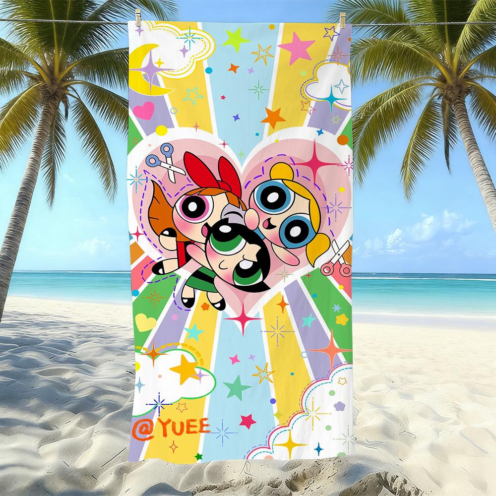 Cartoon Flying Little Policewoman Microfiber Beach Towel Quick-Drying Water-Absorbing Children'S Swimming Bath Towel Travel Portable Large Ruler
