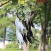 Dream Catcher Black White Feather Wooden Beads Chinese Tai Chi Dream Catcher for Home Wall Decoration