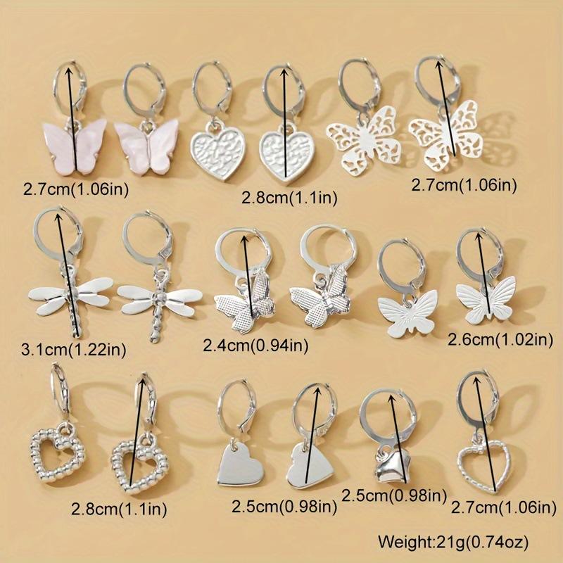 Hot-selling European and American metal earrings set, women's animal butterfly snake shape niche earrings set