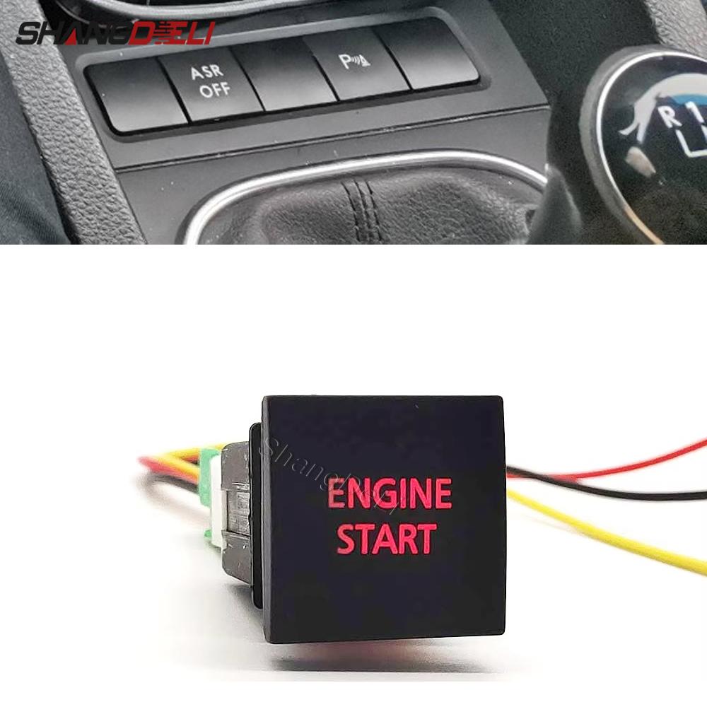 Car LED Light Engine Start Switch Push Button ENGINE START Refitted Switch For VW Golf 6 Jetta 5 Caddy EOS Scirocco 2006 - 2014