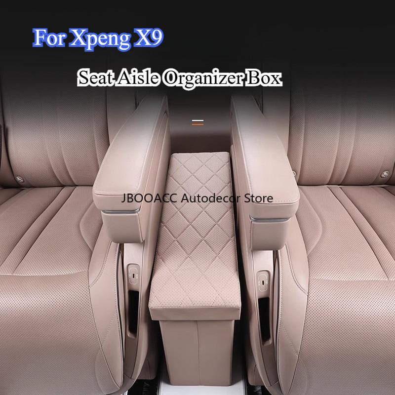For Xpeng X9 Car Center Armrest Storage Box Organizer for Kids Car Boot Storage Foldable Seat Aisle Second Row Organizer Box