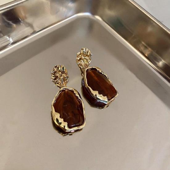 1 пара женских висячих сережек неправильной геометрии, серьги-капли, глянцевые мраморные серьги для вечеринки, свидания, банкета, украшения для ушей из сплава