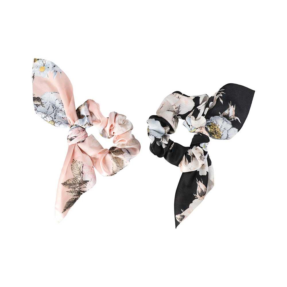 Girls Fashion Bow Print Flower Rabbit Ear Hair Bands Hair Tie Scrunchies Hair Rope Ponytail Hold