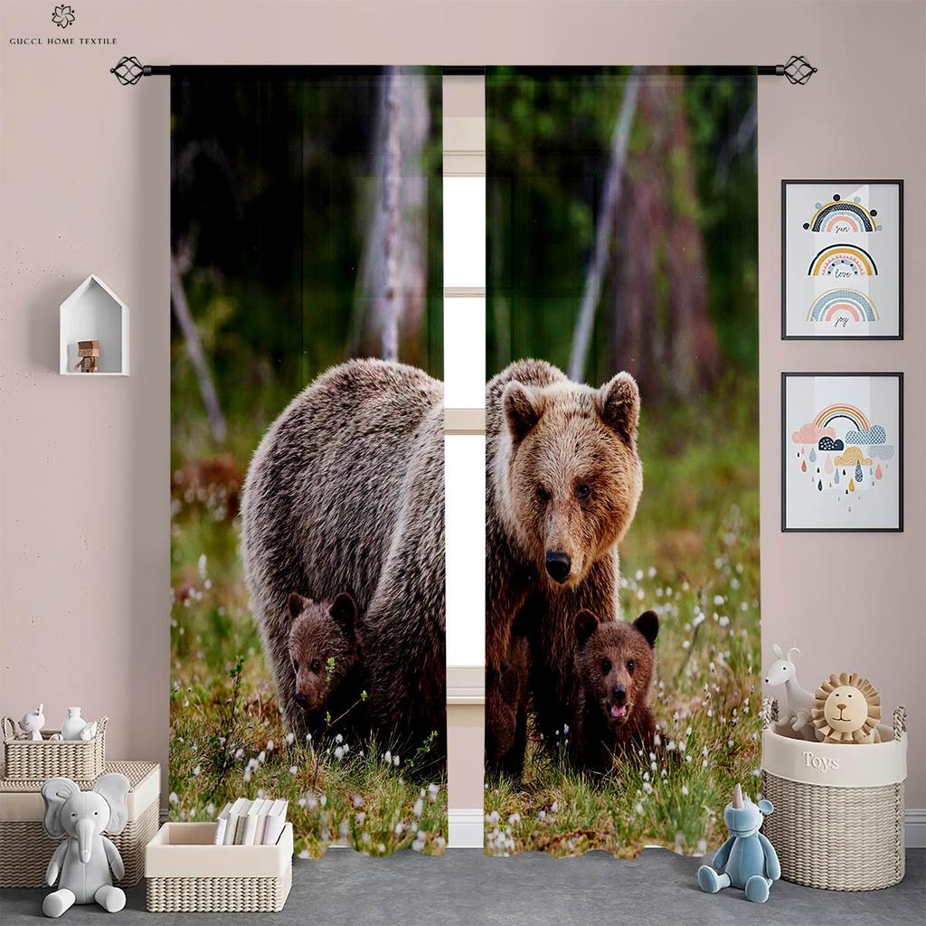 Шторы с изображением тигра, гепарда и животных, напечатанные на 3D-принтере, полиэфирное волокно, спальня, гостиная, кабинет, кухня, украшение окна, 2 шт.