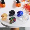 Clear Colorful Skull Figurine Life Size Skull Statue Sculpture Home Office Desktop Bookshelf Decoration Ornament Halloween Festival Gift