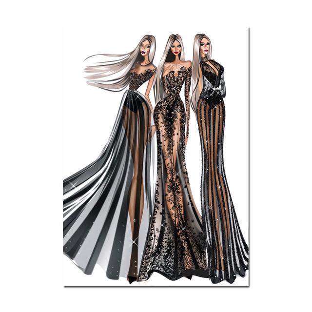 Современное модное платье для девочек, сумка, настенное искусство, скандинавская картина на холсте, домашние постеры, принты, настенные панно в Париже для декора гостиной