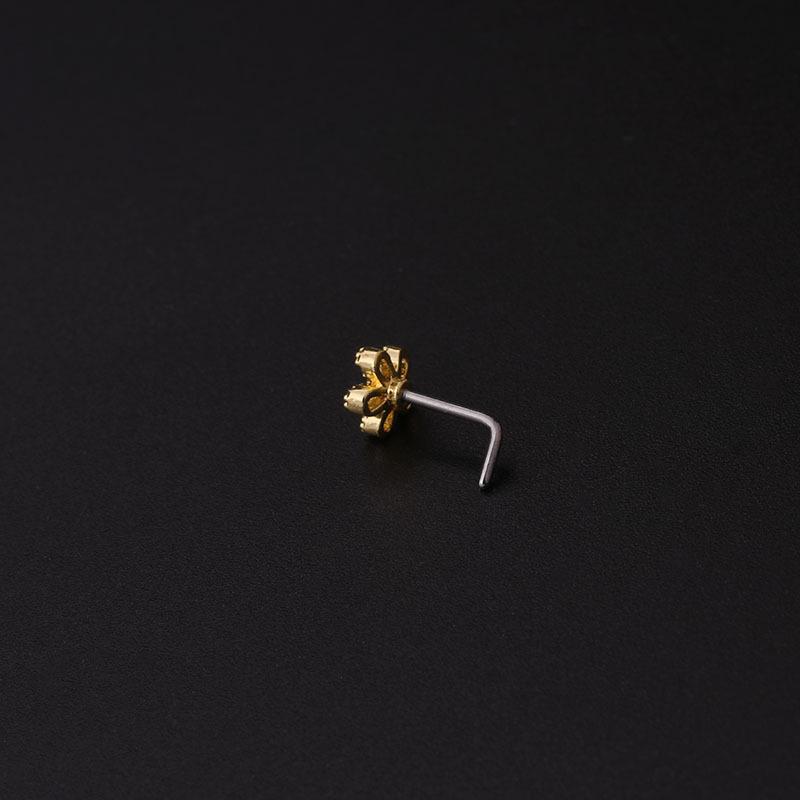 Creative 20GL Stainless Steel Nose Stud with Micro-Inlaid Zircon - Stylish Body Piercing Jewelry