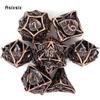 7 Pcs Copper Leaf Flower Metal Dice Hollow Metal Polyhedral Dice Set Suitable for Role-Playing RPG Board Game Card Game