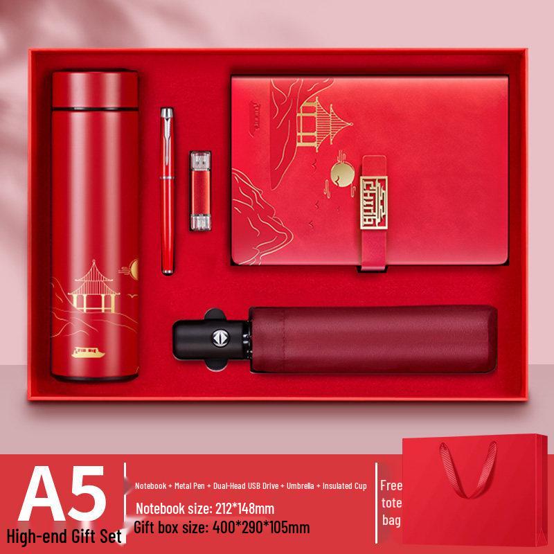 Forbidden City Cultural Notebook & Thermos Gift Set with Custom Logo Pen