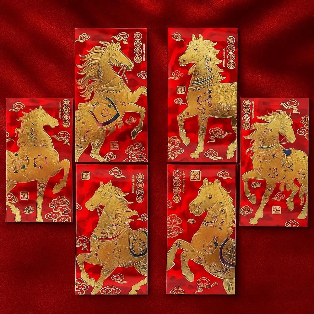 6Pcs/Set Traditional 2026 New Year Red Envelope Paper Spring Festival Envelope  Spring Festival