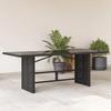 VidaXL Garden Table with Black Glass Top, Woven Resin, Outdoor Table, Garden Dining Table, Furniture of 365602