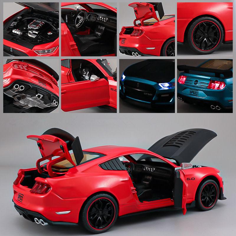 1/24 Mustang GT Viper Shelby GT500 Alloy Sports Car Model Diecasts Metal Racing Car Vehicles Model Sound and Light Kids Toy Gift