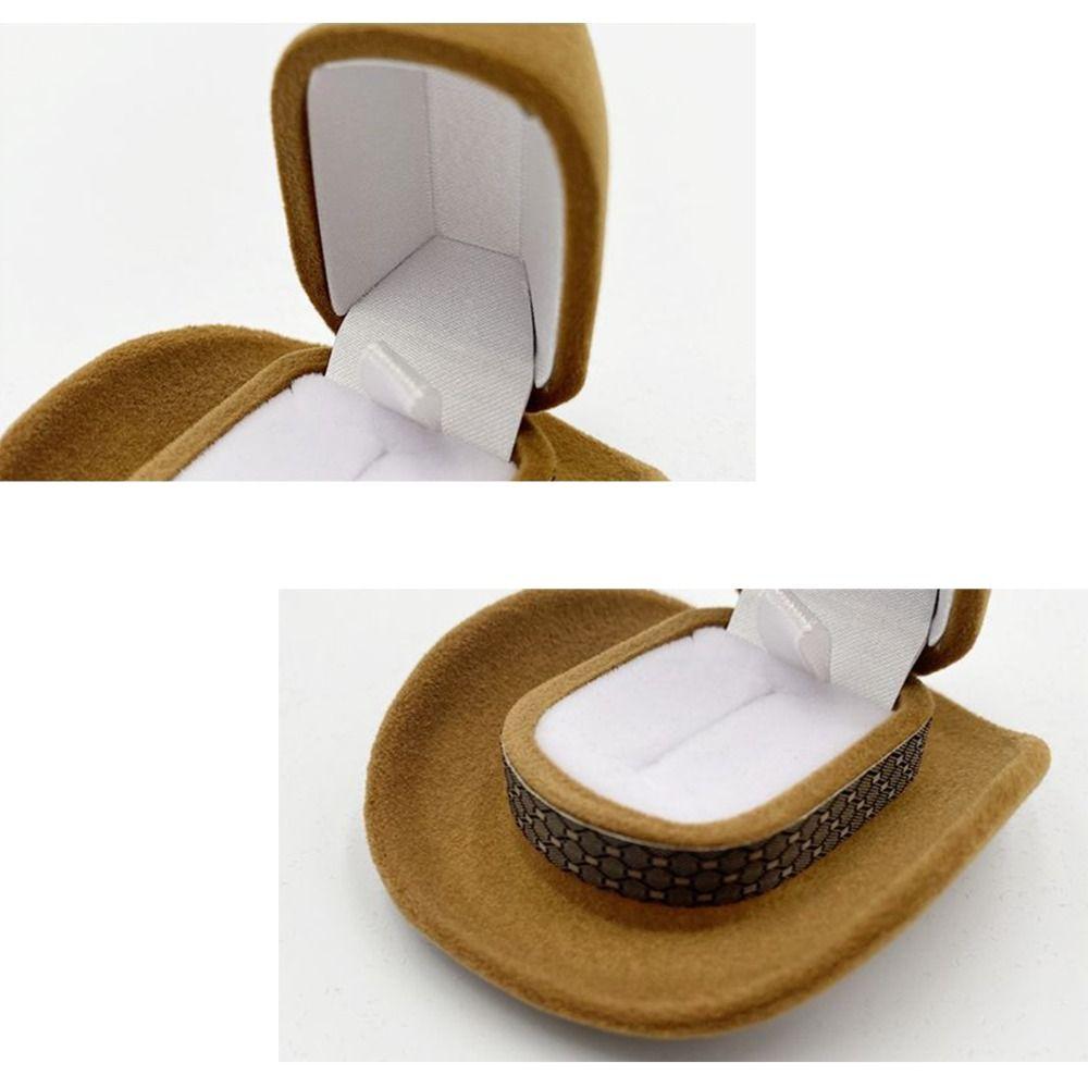 Ковбойская шляпа Ковбойская шляпа Шкатулка для драгоценностей Бархатная Западная Свадебный декор Шкатулка для драгоценностей Западная Свадебное кольцо