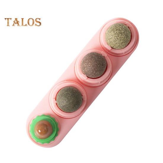 4 шт. шарики для лизания кошачьей мяты, вращающиеся настенные съедобные шарики для кошек, игрушка с натуральной кошачьей мятой, безопасная и здоровая игрушка для чистки зубов котенка для дома