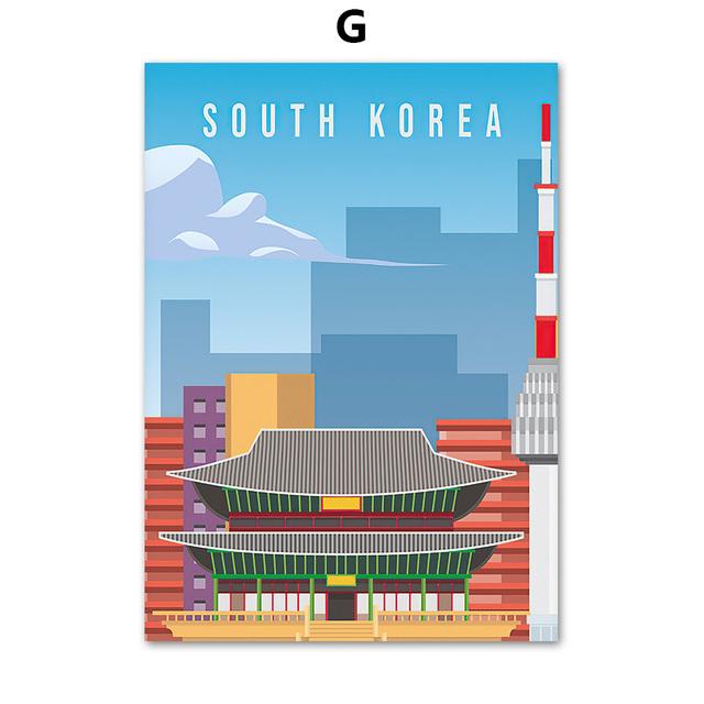 Германия Исландия Франция Япония город настенная живопись холст живопись мультфильм путешествия плакат и принт настенные панно для декора гостиной