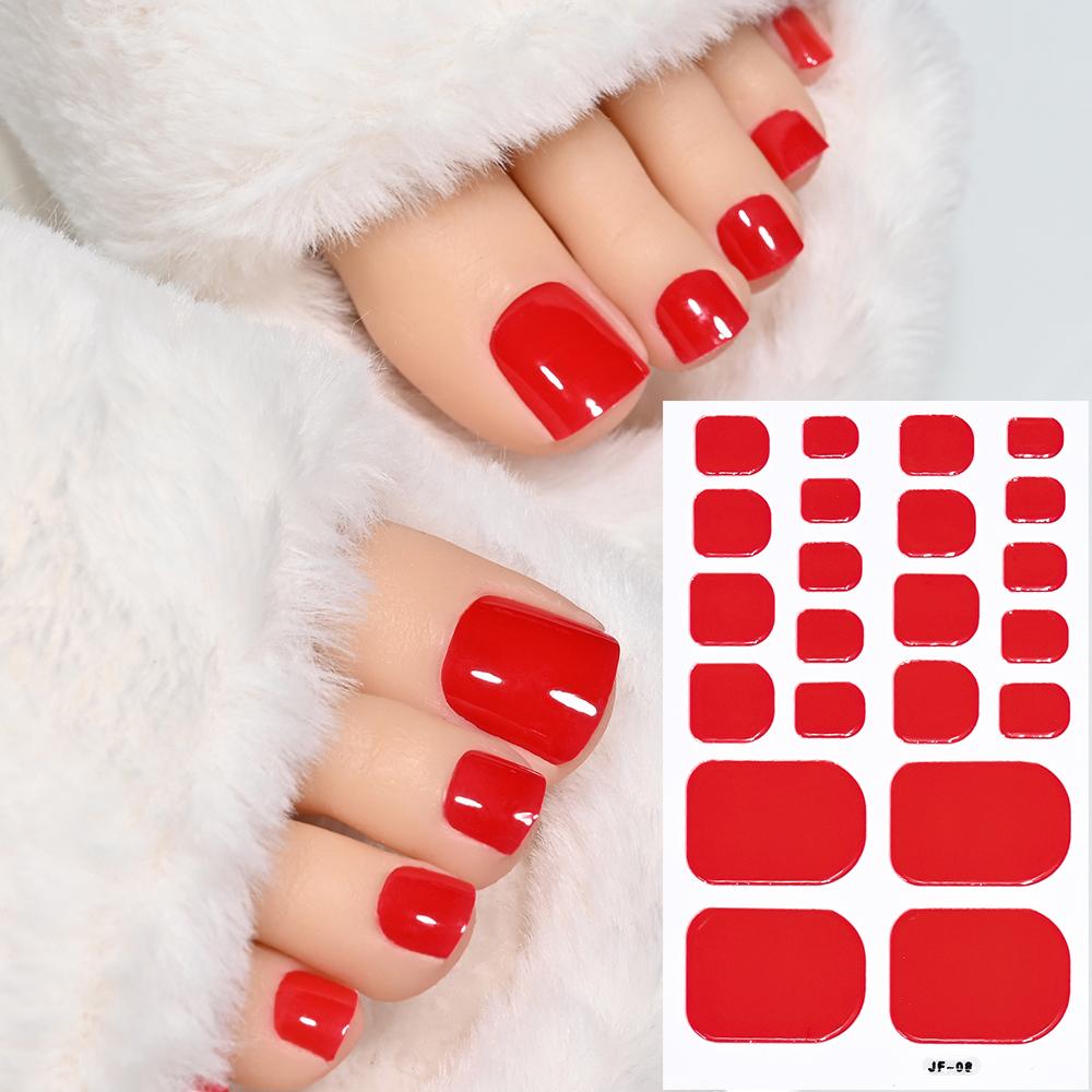 22Tips Solid Self-adhesive Gel Stickers for Toe Nails Waterproof Long-lasting Toenail Stickers Toe Full Cover Toenail Wrap