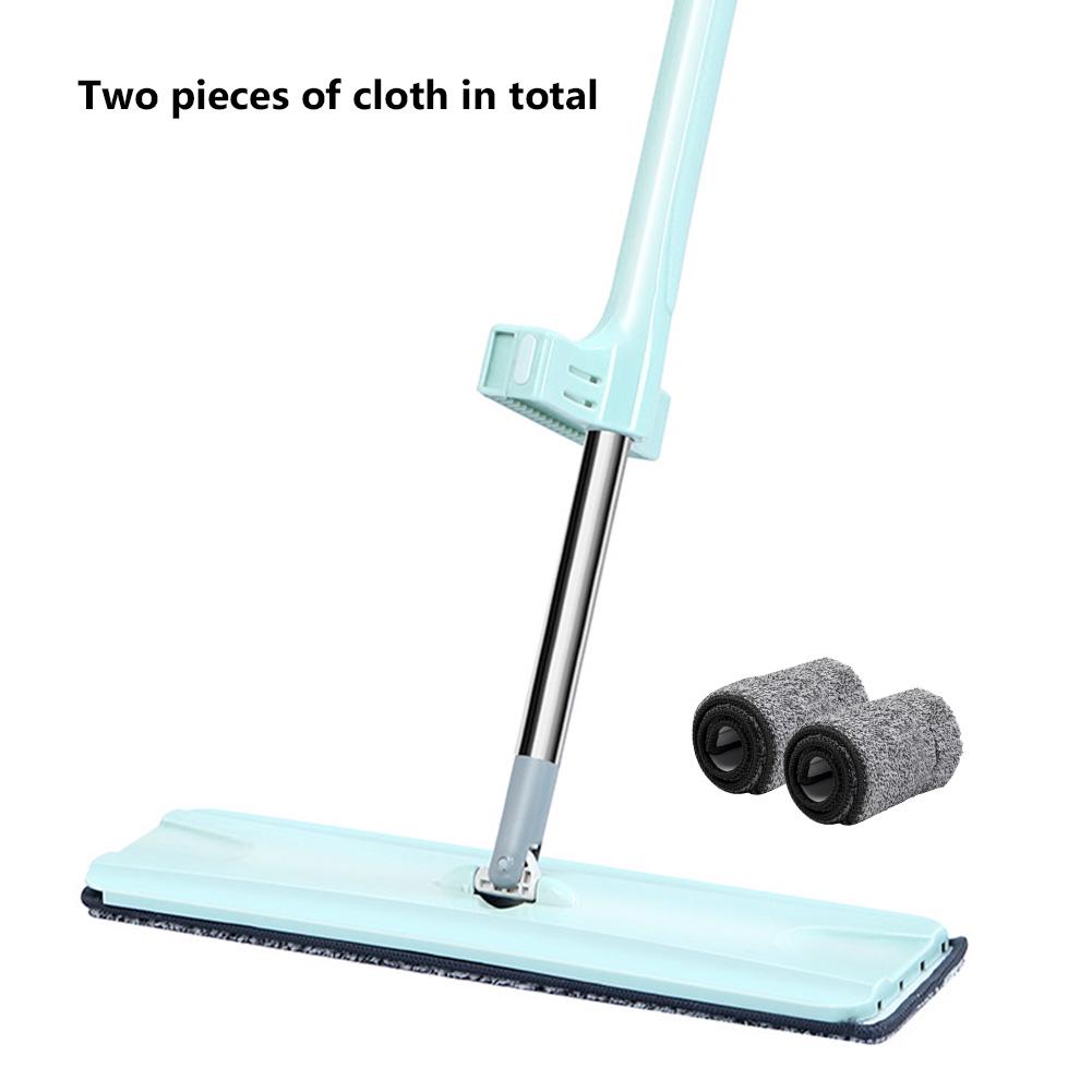 Flat Floor Mop Steel Handle Free Hand 360°Spin Microfiber Mop Dry Wet Kitchen Clean