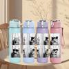 1PC Four Panel Cat Meme Comic Print 750ml Color Plastic Sports Water Bottle Leakproof Flip Straw Lid Suitable for Sports Office Home Use