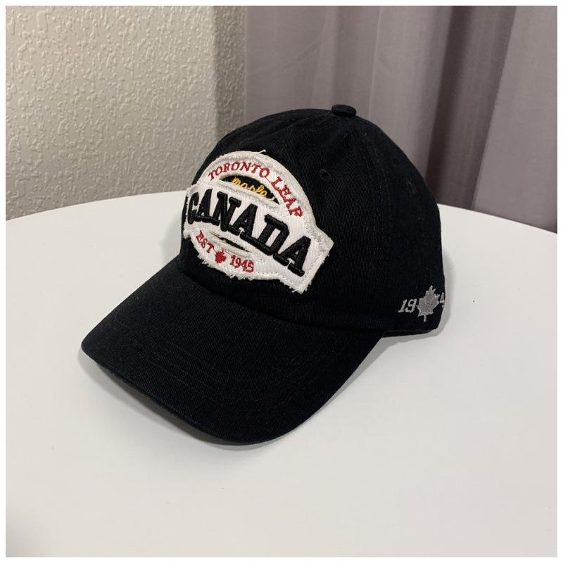 Four Seasons American Retro Burgundy Versatile Baseball Cap Men'S Canada English Embroidery Patch Cap Children