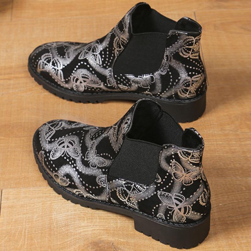 Женская обувь 2024 Высококачественные женские сапоги без застежек Модные принтованные современные сапоги Женские сексуальные ботильоны с острым носком Zapatos