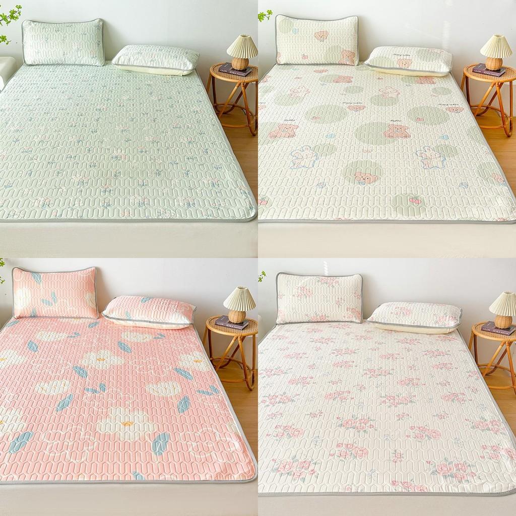 Summertime Bear Butterfly Dog Flower Patternlatex Bed Mat With Waterproof Print Material And Soft Pillowcases