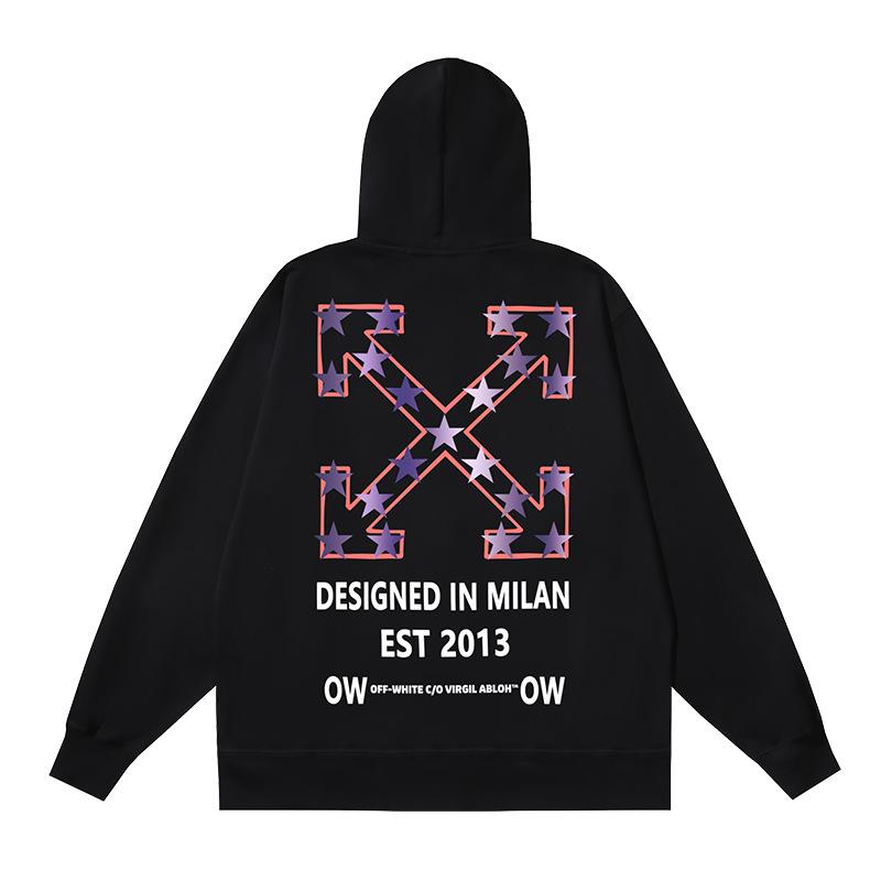 1232 Off-White 2026 Autumn/Winter New OW Star Arrow Pattern Men's and Women's Zipper Hoodie